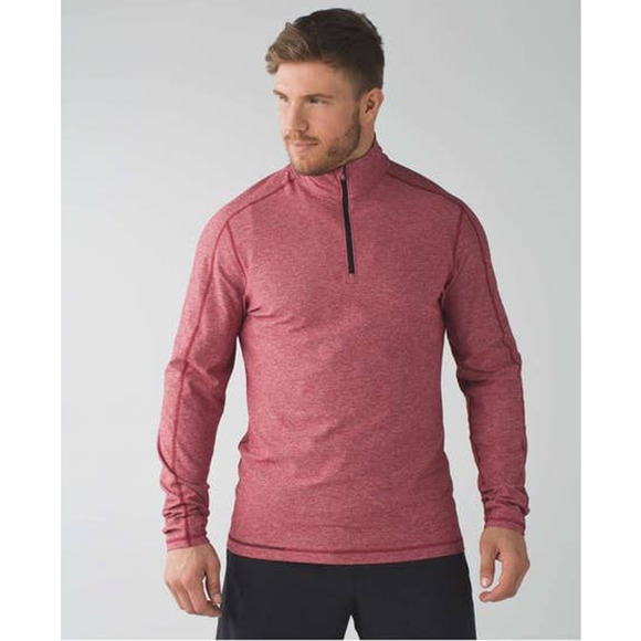 LULULEMON Mens HDSR Heathered Red Surge Warm Half Zip LS Training Top Medium - Picture 2 of 13